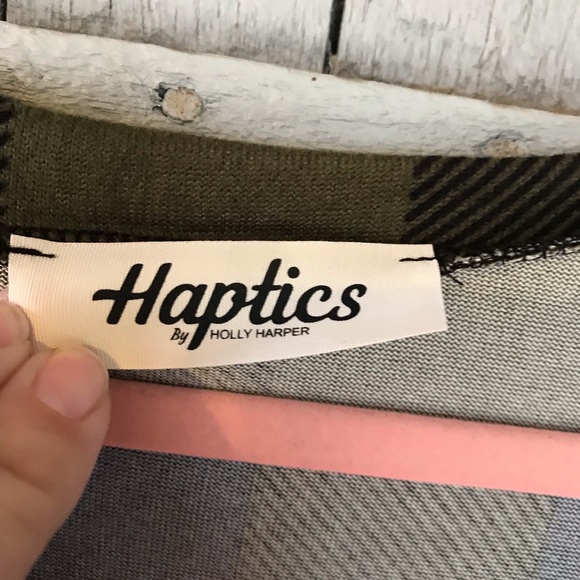 Boutique Olive Buffalo Plaid Hacci Knit Top - Picture 4 of 8